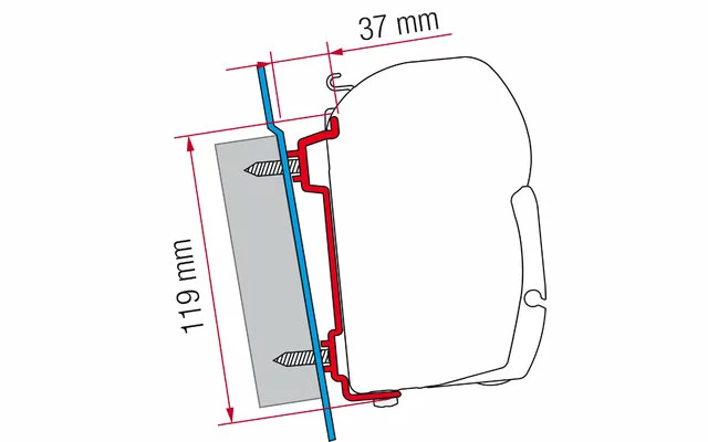 Fiamma Markisenadapter Ford Transit Wandmontage 3 Fiamma Markisenadapter Ford Transit Wandmontage