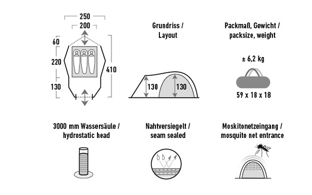 High Peak Alfena 3.0 Kuppelzelt 3 Personen 4 High Peak Alfena 3.0 Kuppelzelt 3 Personen – Bild 2