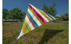 Bent Zip-Canvas Single Verbindbares Sonnensegel 250 X 250 X 250 Cm Weiß Gestreift Karibik -Campingzelte Verkaufsgeschäft 691805 4862594 3